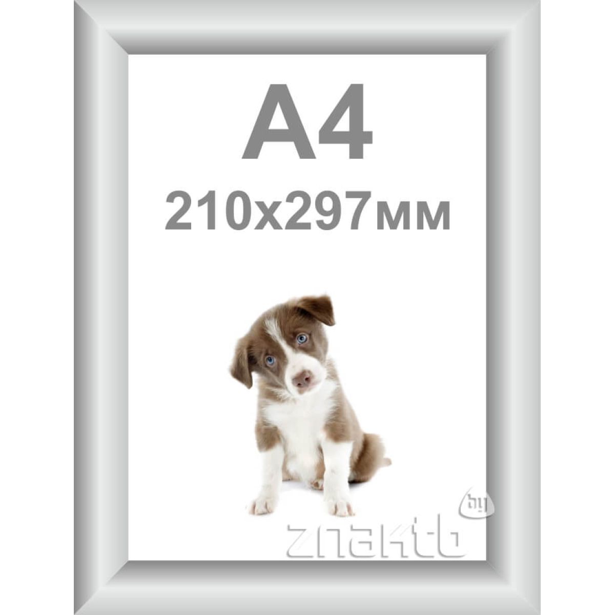 Клик рамка А4 алюминиевая 32 мм серебристая матовая