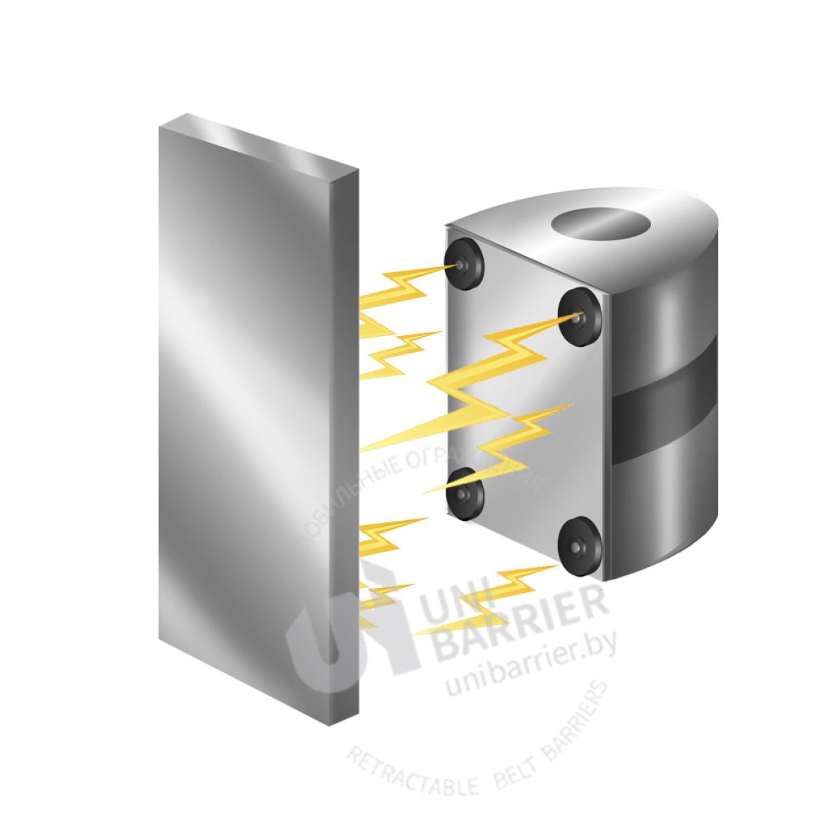Настенный блок с магнитами Uniwall-200 серебристый