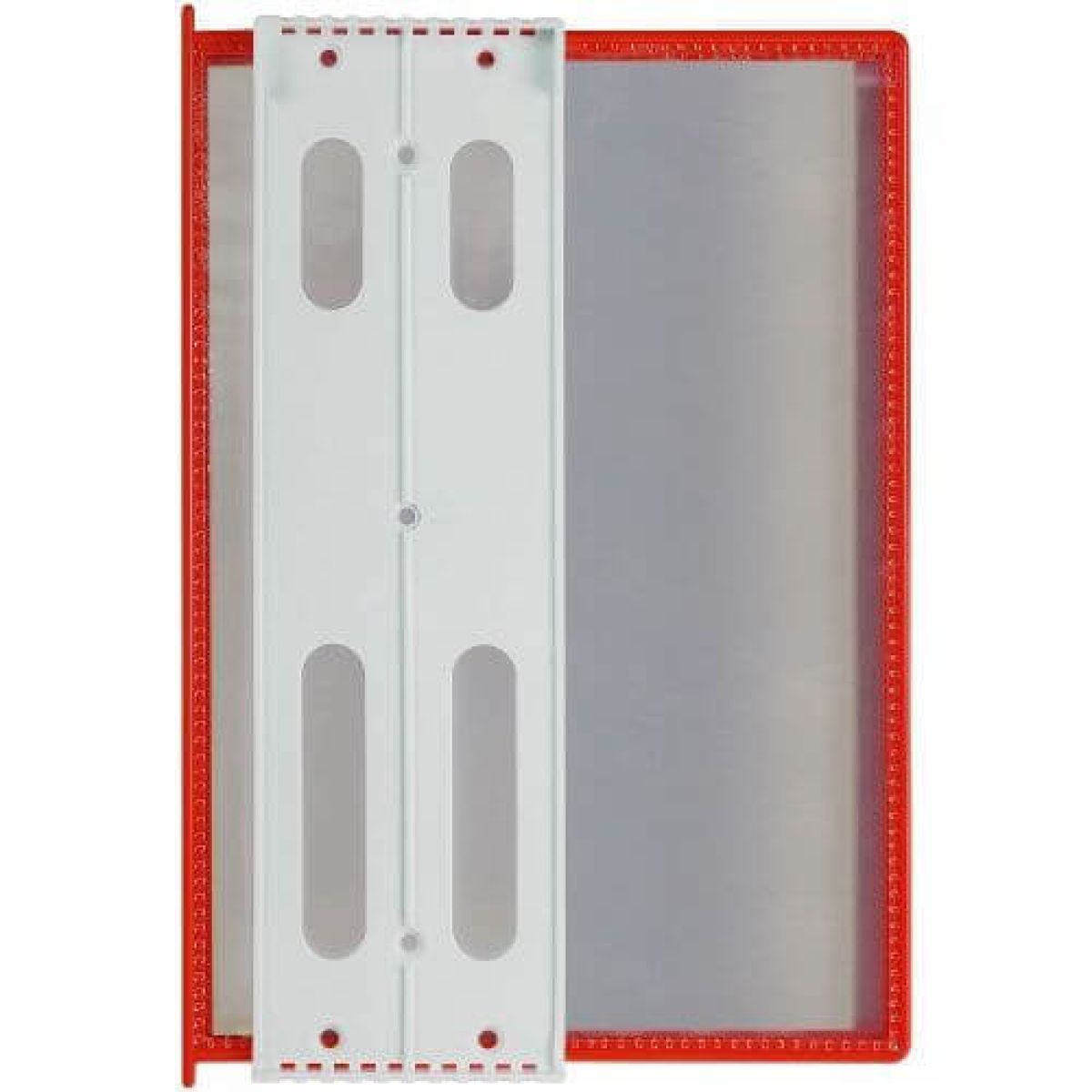 Настенная перекидная демо-система с красными карманами А4