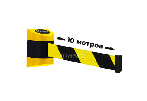 Настенный блок пластиковый желтый с черно-желтой лентой 10 метров