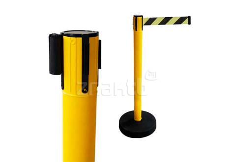 990253 Стойка ограждения пластиковая желтая утяжеленное основание желто-черная лента
