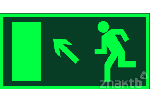 Знак Направление к эвакуационному выходу(по наклонной плоскости налево вверх) фотолюм. код Е06