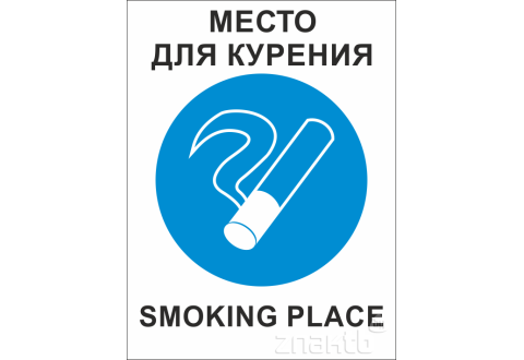 564 Знак Место для курения (с английским пояснением)