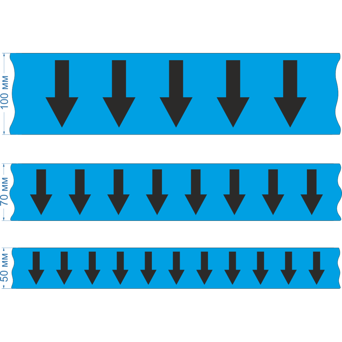Маркировочная лента для трубопровода со стрелками, синяя