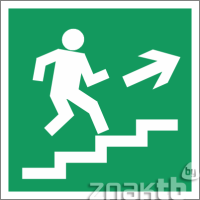 024 Знак Направление к эвакуационному выходу (по лестнице направо вверх)  код Е15