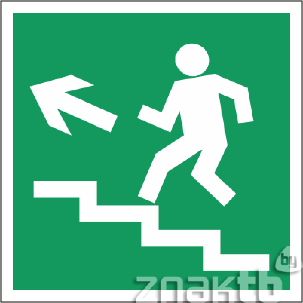 Знак Направление к эвакуационному выходу (по лестнице налево вверх)