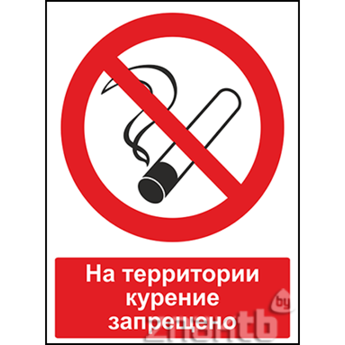 Знак На территории курение запрещено (с поясняющей надписью)