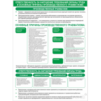 2665 Плакат Ответственность за нарушение требовний охраны труда и основные причины производственного тавматизма