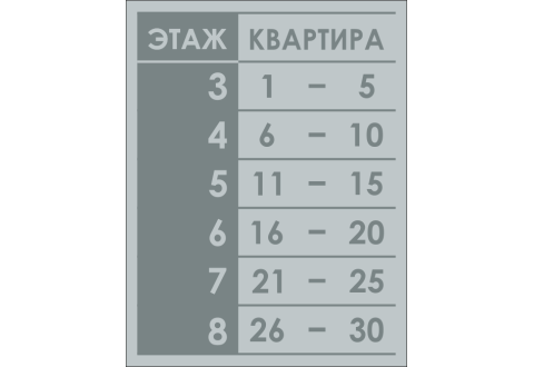 Табличка информационная "Указатель этажей и квартир"
